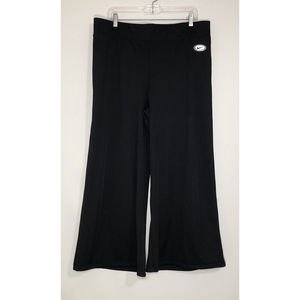 Nike Women's Black Heavy Duty Activewear Wide Leg Polyester Pants Size L NWT